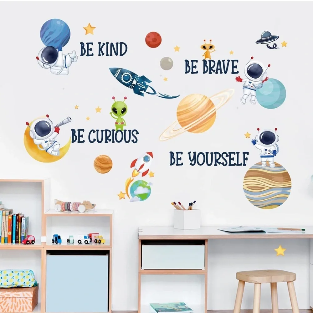 Space themed Wall Stickers Inspirational Quote Peel and Stick Wall Art Decals
